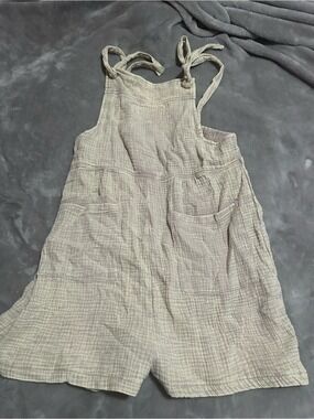 Zenana Outfitters Neutral Tie-Shoulder Gauze Romper